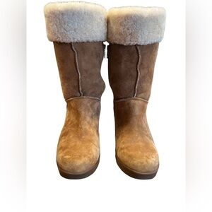 UGG Australia Joslyn Women's Size 9 Brown Suede Shearling-Lined Wedge Boots‌